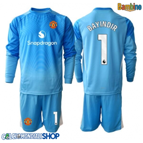 Maglie da calcio Manchester United Altay Bayindir #1 Portiere Prima Maglia Bambino 2025-26 Manica Lunga + Pantaloni corti)